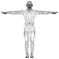 man wireframe low poly polygons drawing