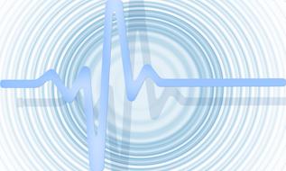 heart curve, healthy pulse on blue and white image