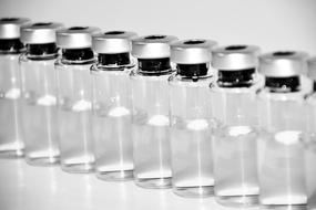 Ampoules with Vaccine in row