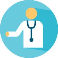 Icon of the doctor in white clothing