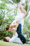 couple in love is doing yoga