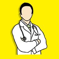 clipart of the doctor at the yellow background