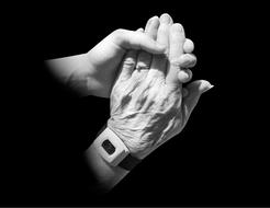 Old and Young Hands together