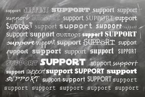 support text on a blackboard