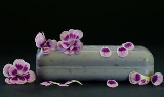 organic soap and violet buds