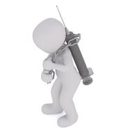 syringe inject 3d person drawing