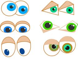 set of cartoon blue and green eyes