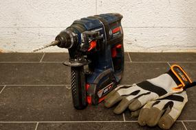 gloves and Cordless Impact Drill