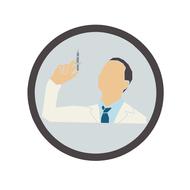 male doctor with syringe, round icon