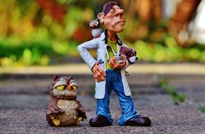 figures of a veterinarian and animals