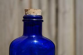 vintage blue Bottle with cork