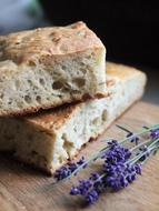 homemade bread and lavender branch