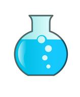 flask blue glass jar drawing