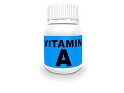 vitamin A, bottle with label, render