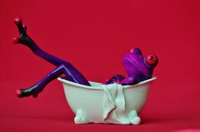 ceramic violet Frog Bath Swim