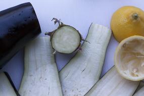 Sliced Eggplant and cut Lemon