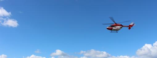 red Helicopter Sky Clouds