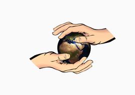 earth globe world hands drawing