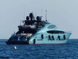 blue contemporary Yacht on sea