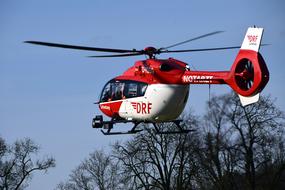 photo of a red rescue helicopter