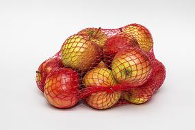 apples in a red grid on a white background