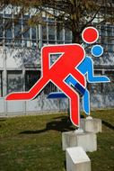 red and blue mockup of a man while running