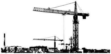cranes cityscape silhouette drawing
