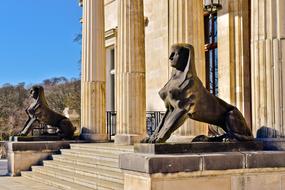 sphinxes at porch of historical building