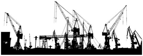 silhouette cranes drawing