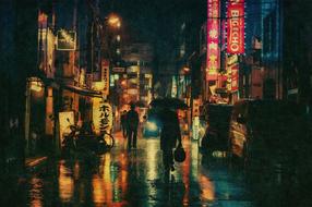 night street panorama in Tokyo