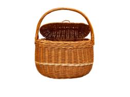 big open wicker basket with cover