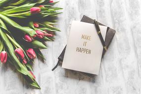 tulips and a book as a still life