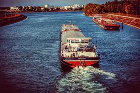 cargo ship sailing on the rhine