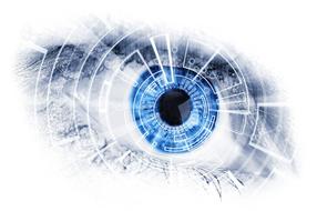 mechanical eye blue look drawing