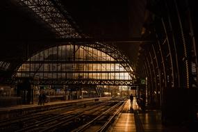 dark interior of old railway Station