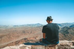 lonely man in mountains