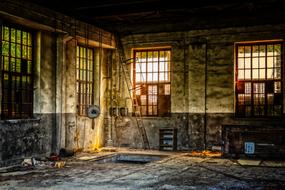 Workshop in abandoned industry building