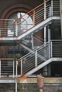 rusty metal staircase in an industrial plant