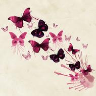 pink background with butterflies drawing