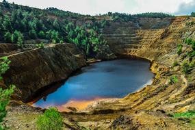 Beautiful Acid Lake in the colorful nature in Mitsero, Cyprus, Greece