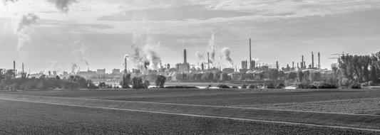 black and white photo of a chemical plant