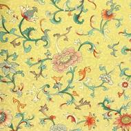 vintage wallpaper with a floral pattern on a yellow background