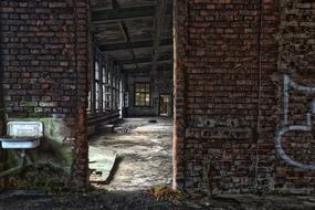 abandoned buildings with brick walls