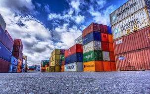 stacks of colorful Containers in Port