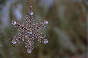 snowflake with crystals, Handmade Decoration