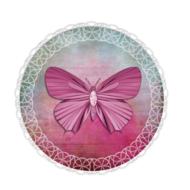 painted pink butterfly in a lace circle