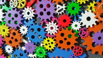 digital painting multi-colored gears