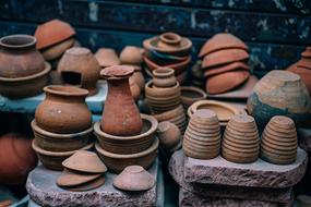 variety of pottery pots