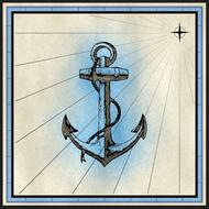 Beautiful drawing of the anchor with the rope, on clipart