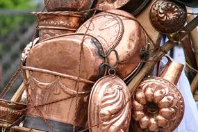 vintage Copper Cookware on stall